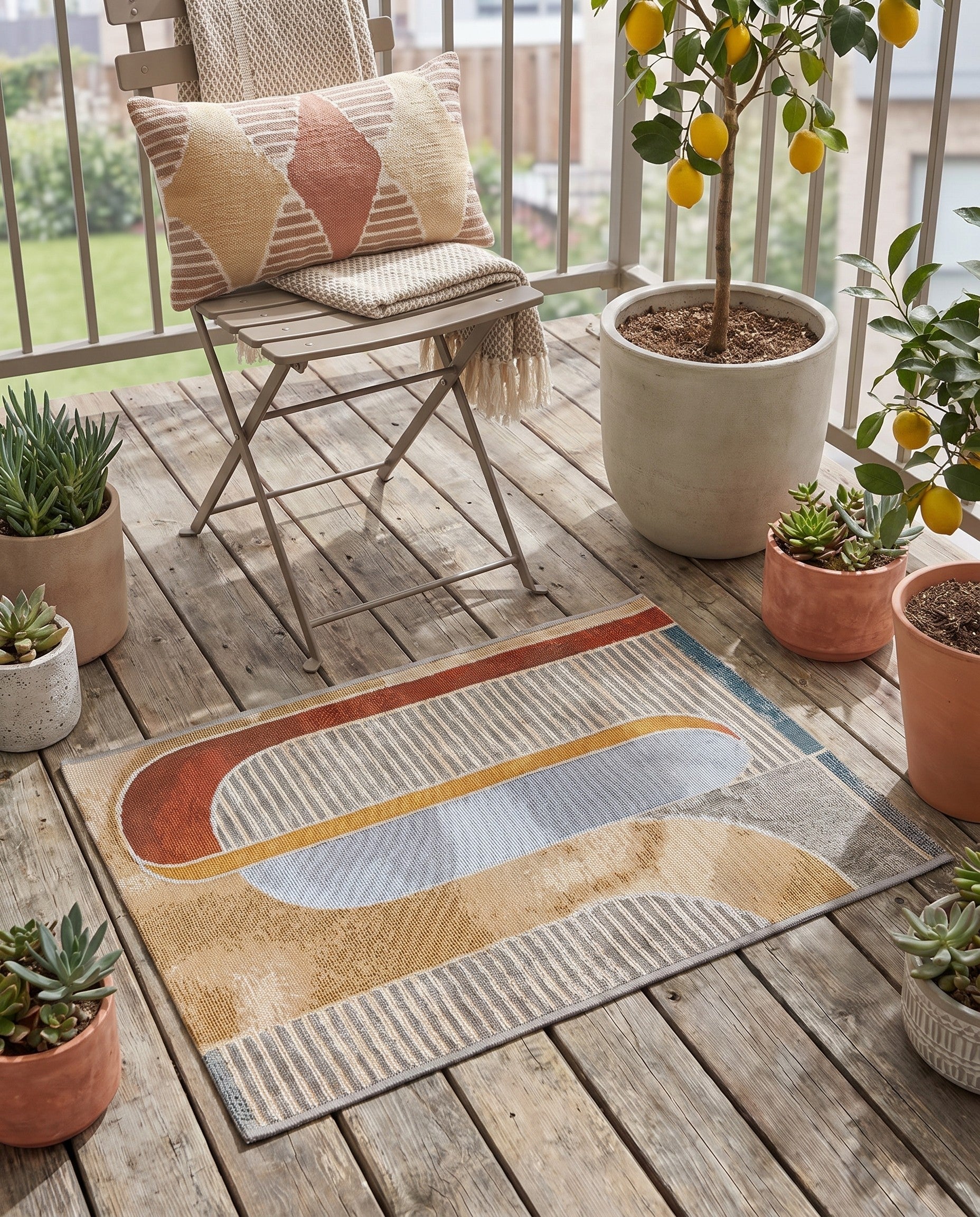 2' x 3' 1 Easy-Clean Modern Indoor / Outdoor Rug