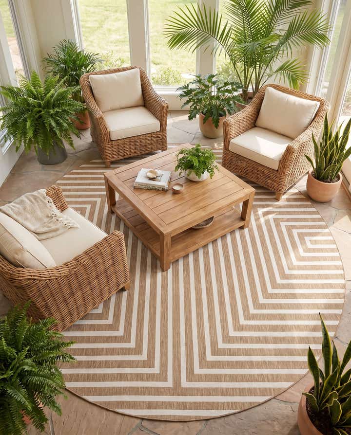 12' x 12' Easy-Clean Modern Indoor / Outdoor Round Rug