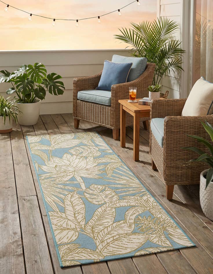 Detail image of 2' x 5' Easy-Clean Botanical Indoor / Outdoor Runner Rug