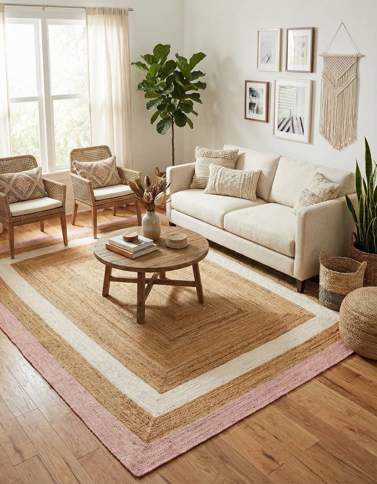 Detail image of 9' x 12'  Hand Braided Jute Rug