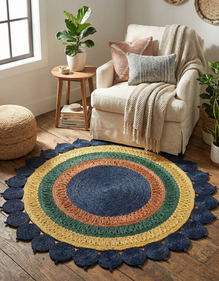 Detail image of 5' 1 x 5' 1  Hand Braided Jute Round Rug