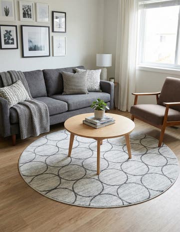 White Lattice Trellis Round Rug