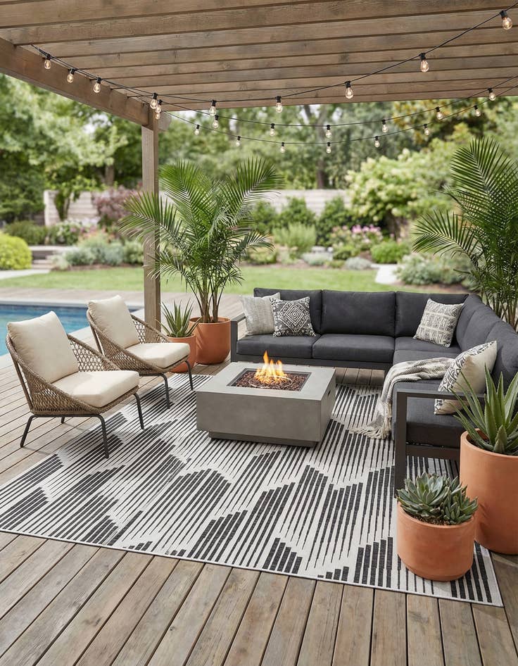 Detail image of 13' x 13' Easy-Clean Modern Indoor / Outdoor Square Rug