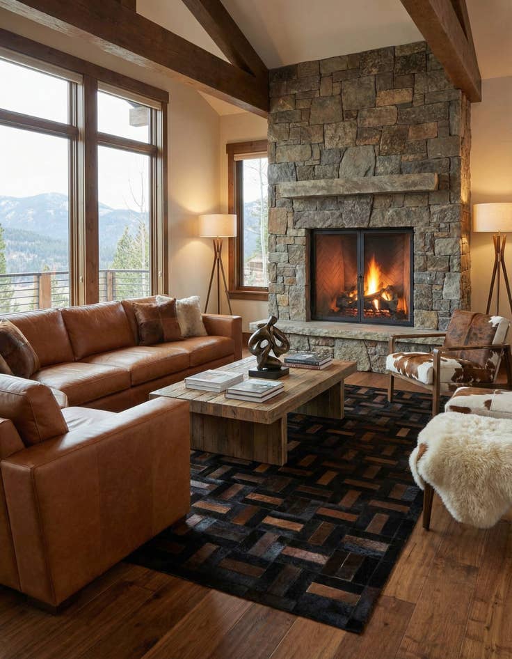 Detail image of  5' 2 x 8' 1 Cowhide - Patchwork Rug