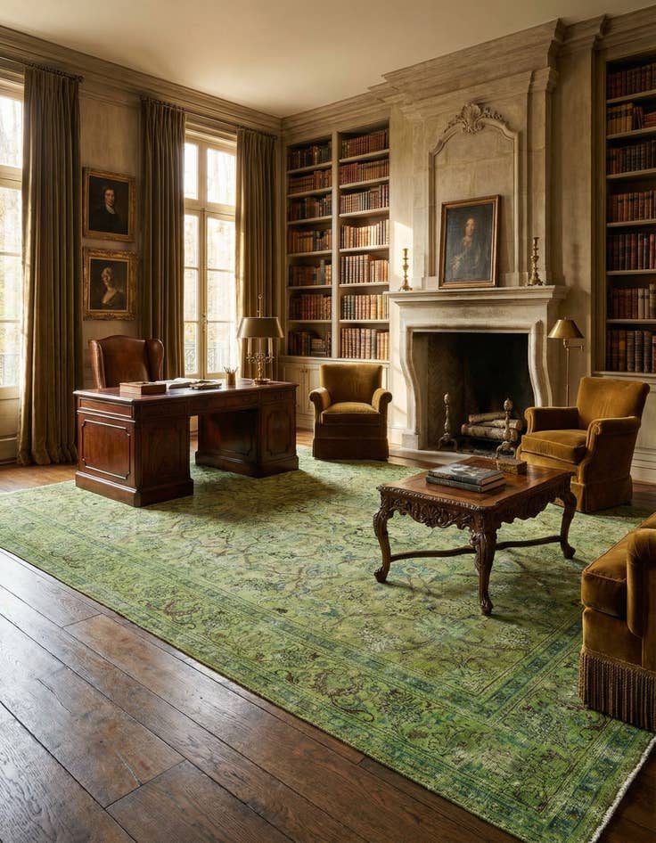 Detail image of  9' 9 x 13'  Hand Knotted Ultra Vintage Wool Rug