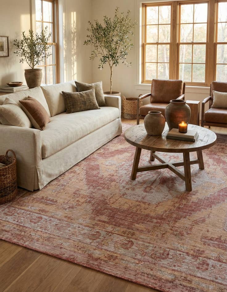 Detail image of 13' x 13'  Washable Traditional Indoor / Outdoor Square Rug