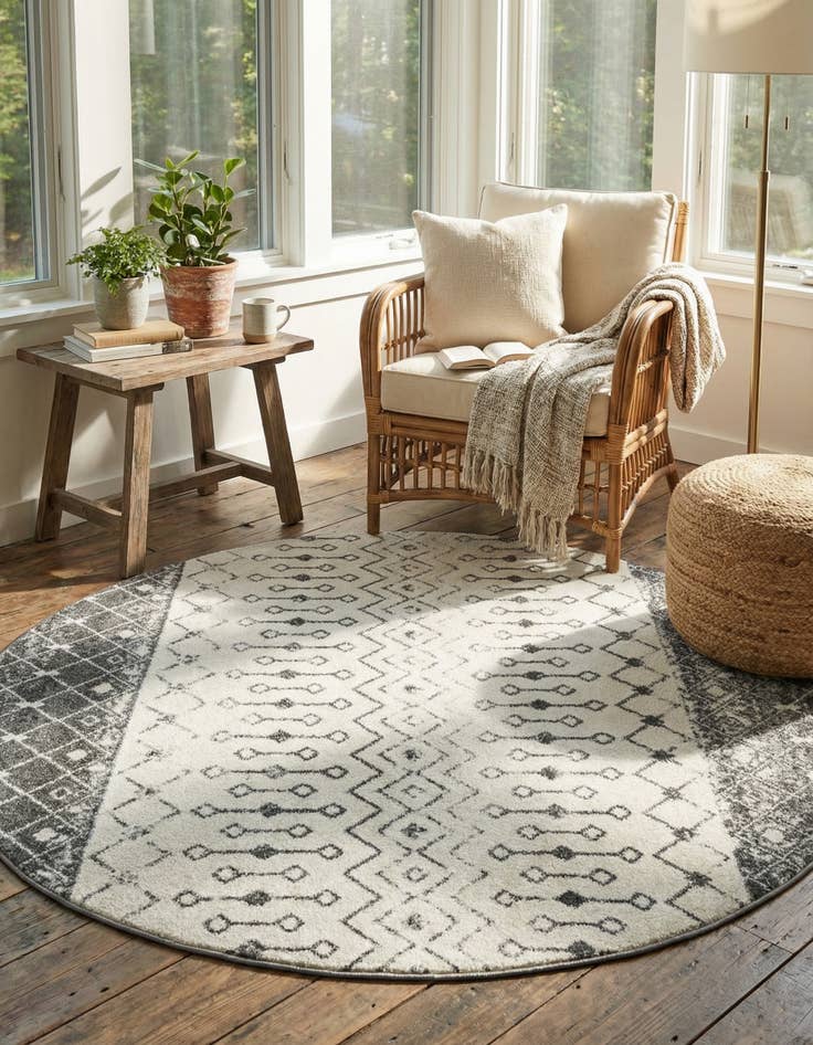 Detail image of  7' 10 x 7' 10 Moroccan Trellis Round Rug
