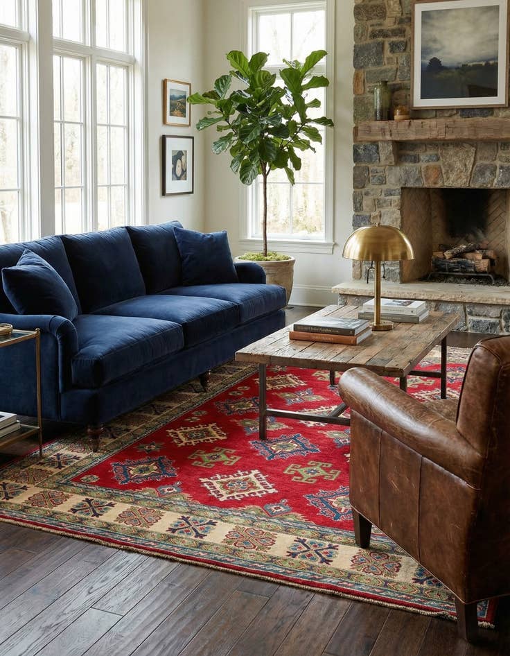 Detail image of 6' 5 x 9' 5  Hand Knotted Kazak Rug