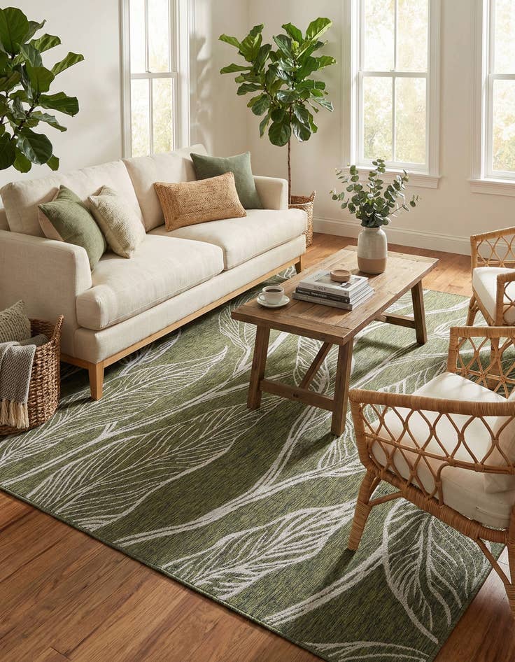 Detail image of  10' x 13'  Washable Botanical Indoor / Outdoor Rug