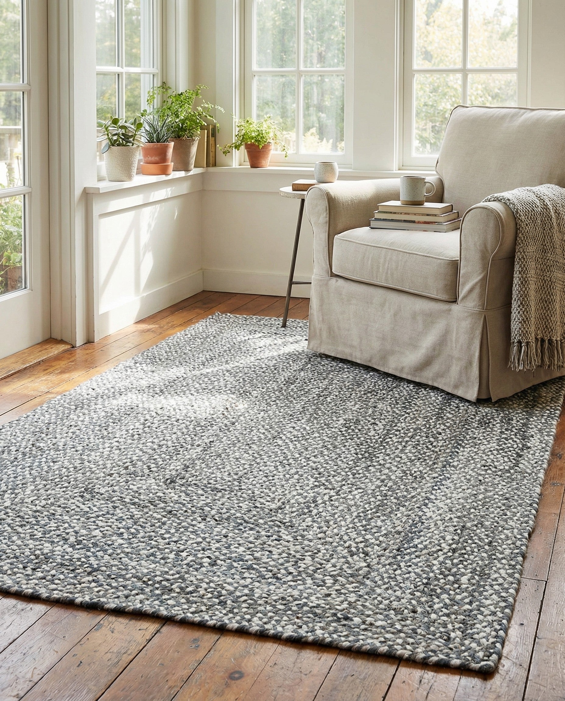 4' 8 x 6' 6  Hand Braided Chindi Rug