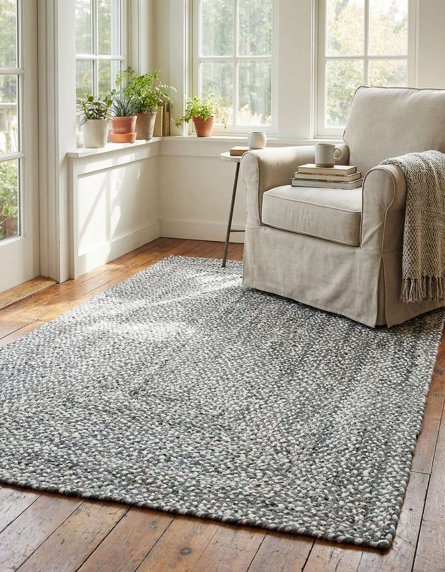 4' 8 x 6' 6 Handmade Braided Chindi Rug