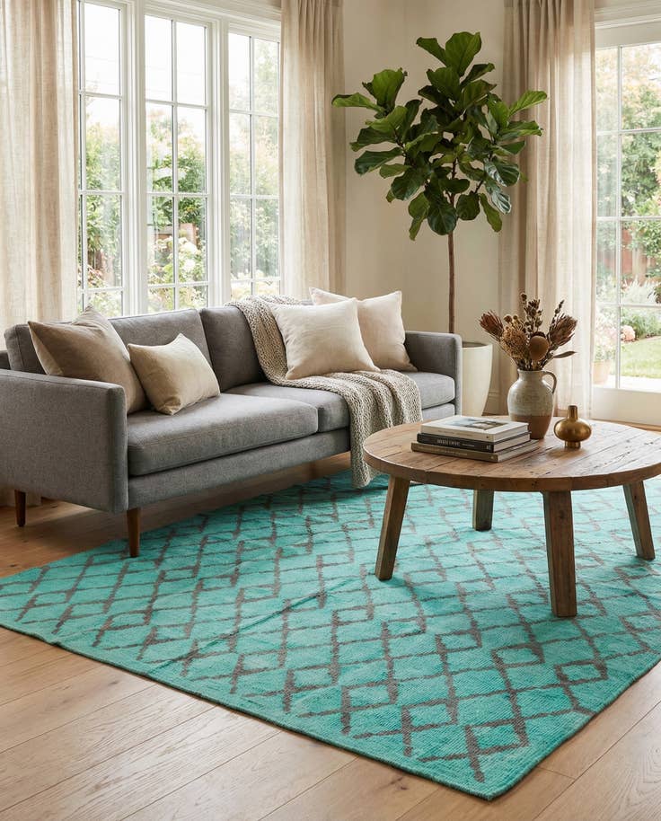 Detail image of 6' 1 x 7' 5 Hand Woven Kilim Modern Wool Rug
