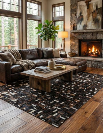 5' x 7' 10 Cowhide Leather Rug