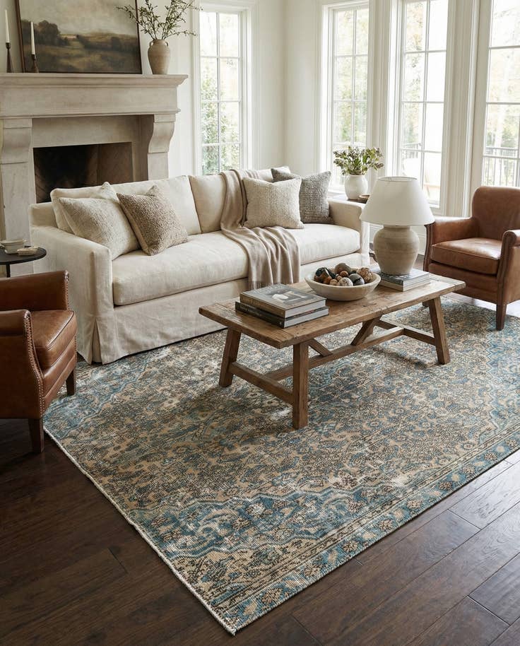 Detail image of 6' 7 x 8' Hand Knotted Ultra Vintage Persian Wool Rug