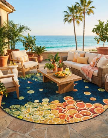 12' x 12' Easy-Clean Coastal Indoor / Outdoor Round Rug
