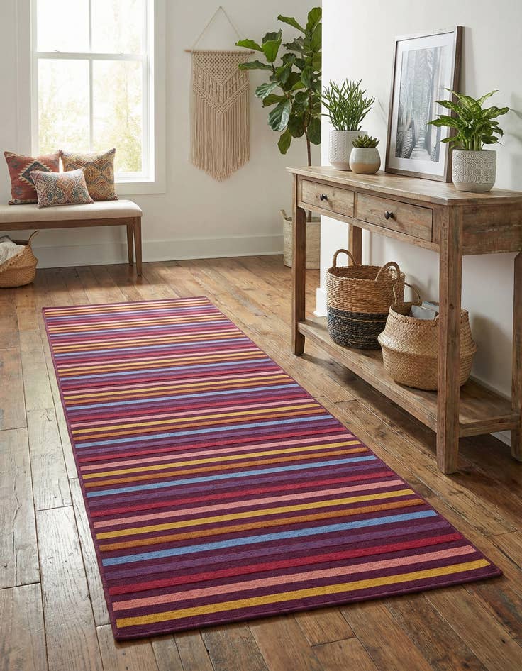 Detail image of 2' 7 x 10' Easy-Clean Striped Indoor / Outdoor Runner Rug