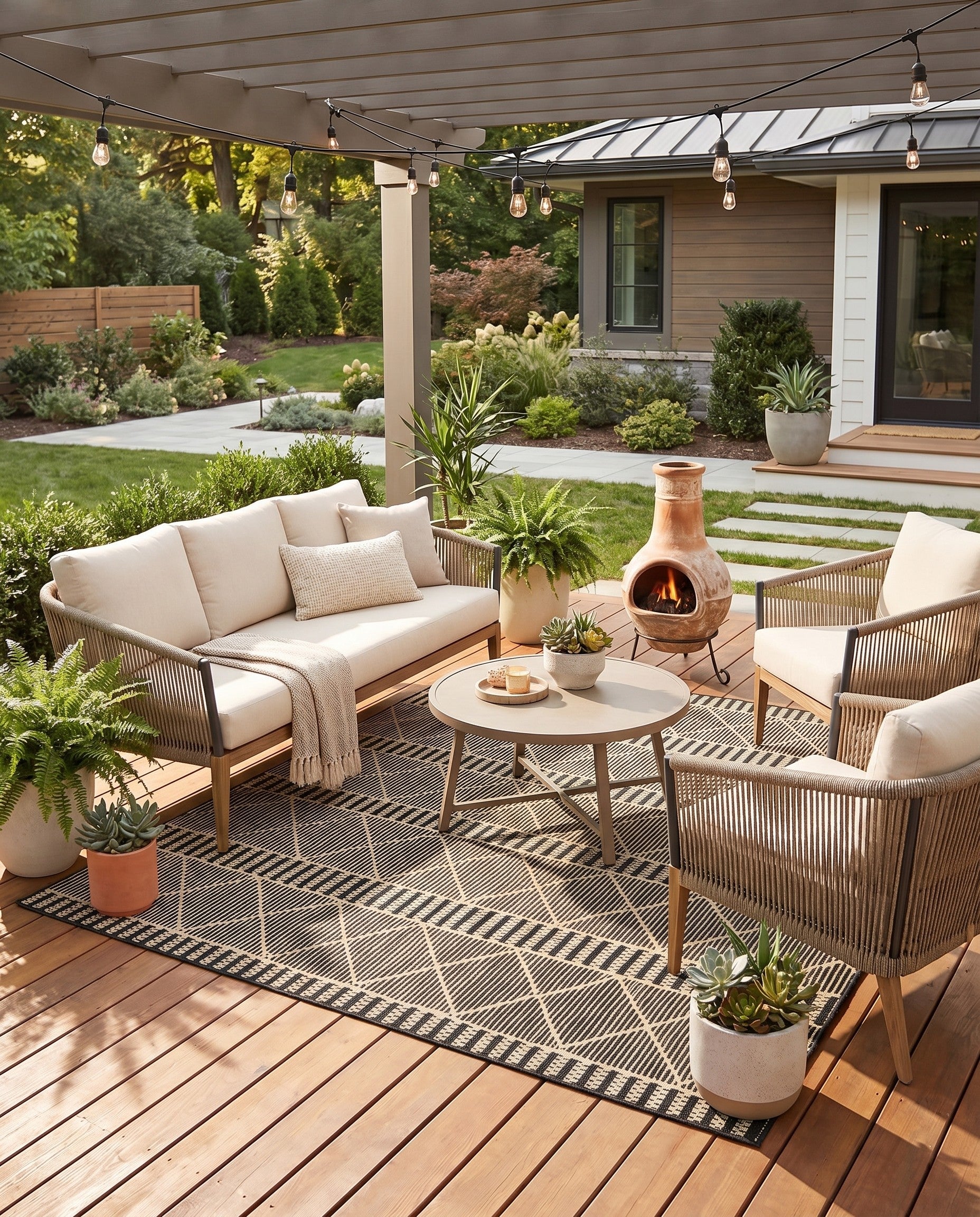 7' 10 x 7' 10 Easy-Clean Trellis Indoor / Outdoor Square Rug