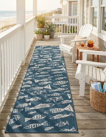 2' 7 x 12' Easy-Clean Coastal Indoor / Outdoor Runner Rug