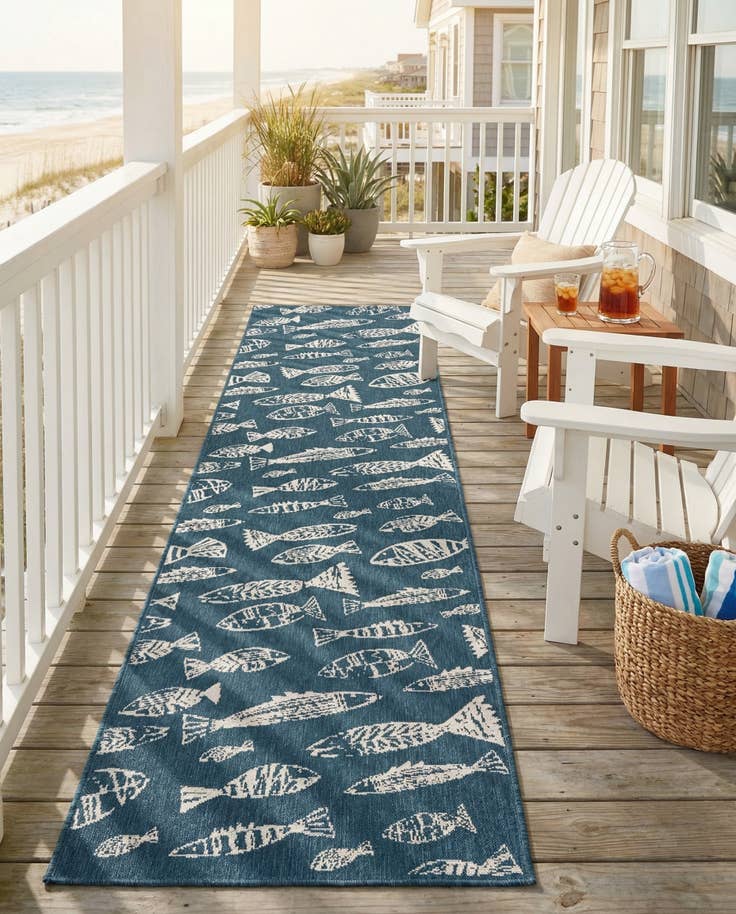 Detail image of 2' 7 x 12' Easy-Clean Coastal Indoor / Outdoor Runner Rug