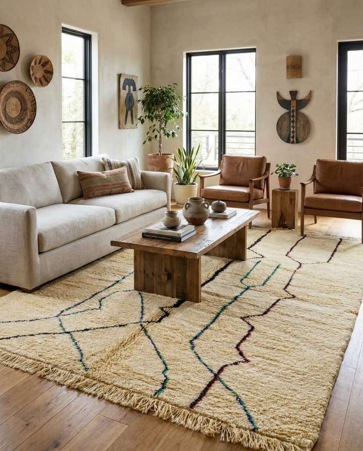 6' 8 x 9' 7 Hand Knotted Moroccan Wool Rug