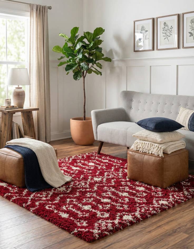 Detail image of  10' x 10' Moroccan Trellis Shag Square Rug