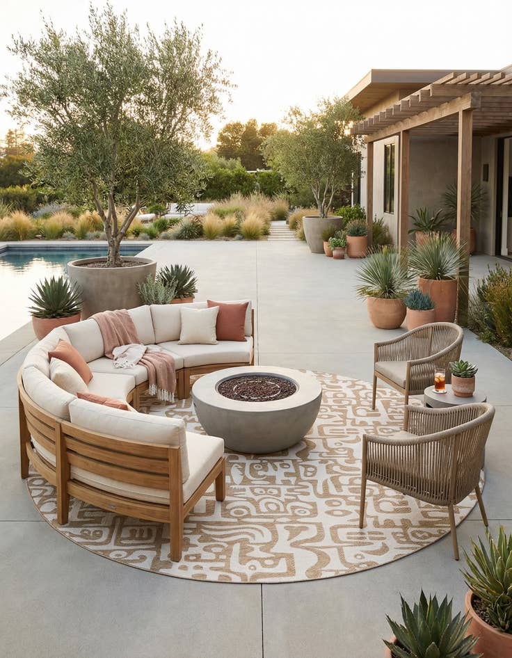 Detail image of 13' x 13' Easy-Clean Modern Indoor / Outdoor Round Rug