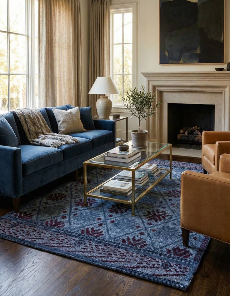 Detail image of 5' 10 x 8'  Hand Knotted Darya Wool Rug