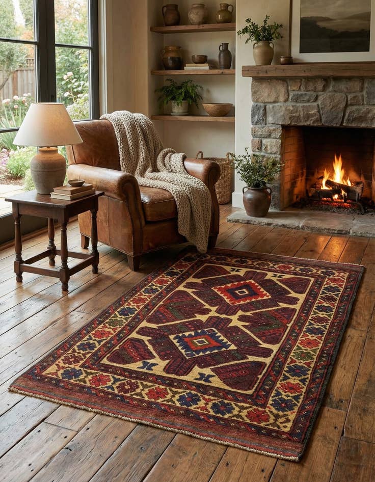 Detail image of 2' 10 x 4' 8  Hand Knotted Sumak Wool Rug