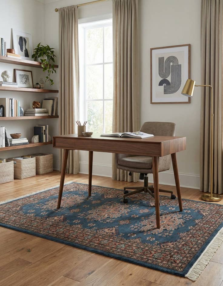 Detail image of 4' 2 x 5' 10 Hand Knotted Bokhara Oriental Wool Rug