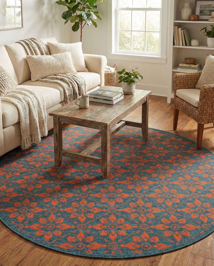 6' x 6' Easy-Clean Lattice Indoor / Outdoor Round Rug