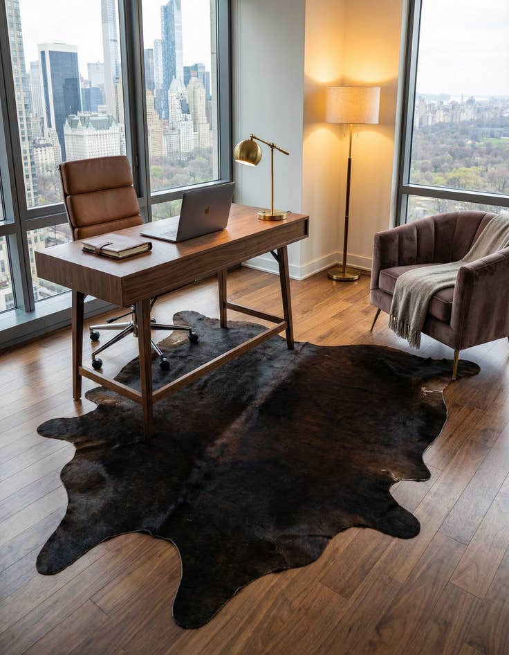 Detail image of 5' 3 x 6' 5 Cowhide Leather Rug