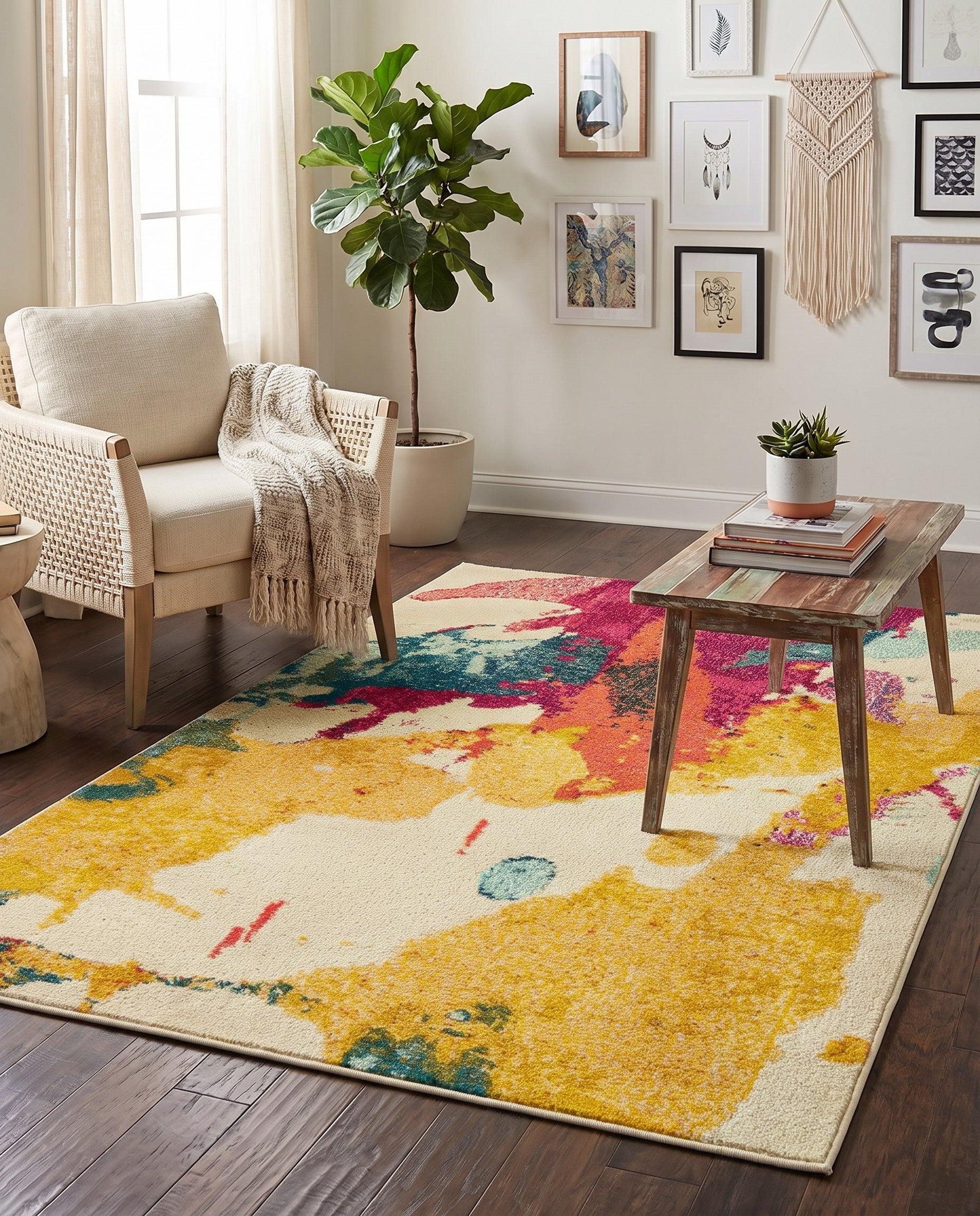 Beige Washable Hyacinth Rug