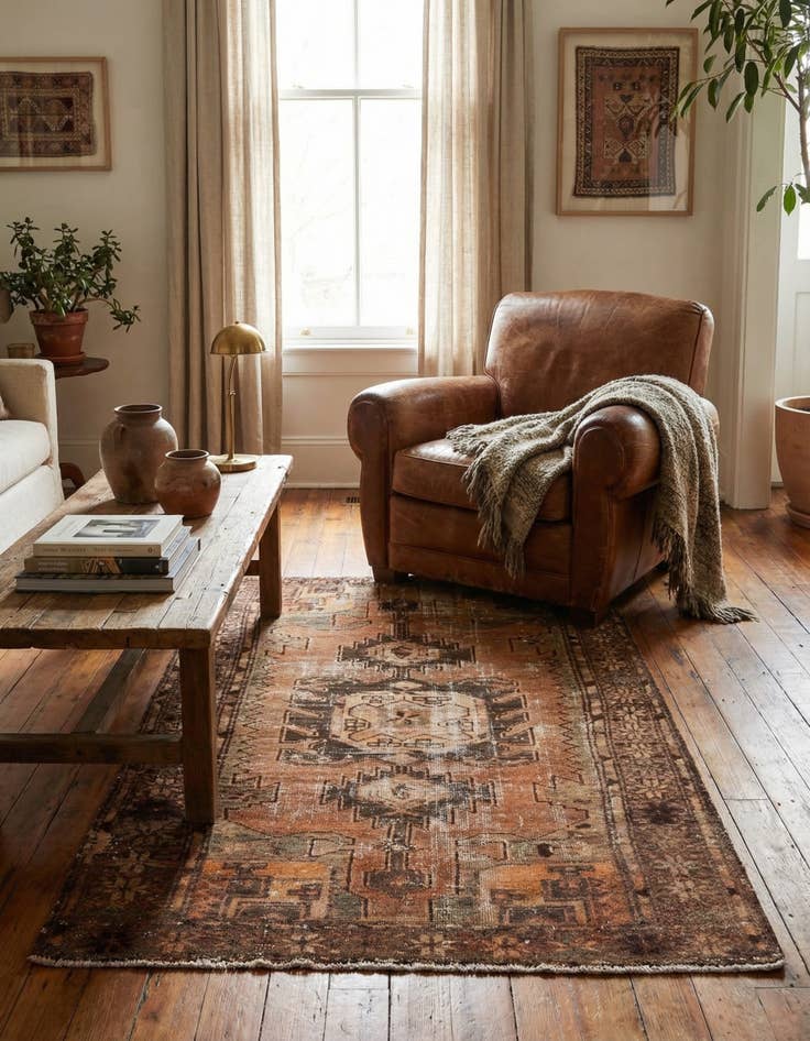 Detail image of 3' 4 x 5'  Hand Knotted Ultra Vintage Persian Wool Rug