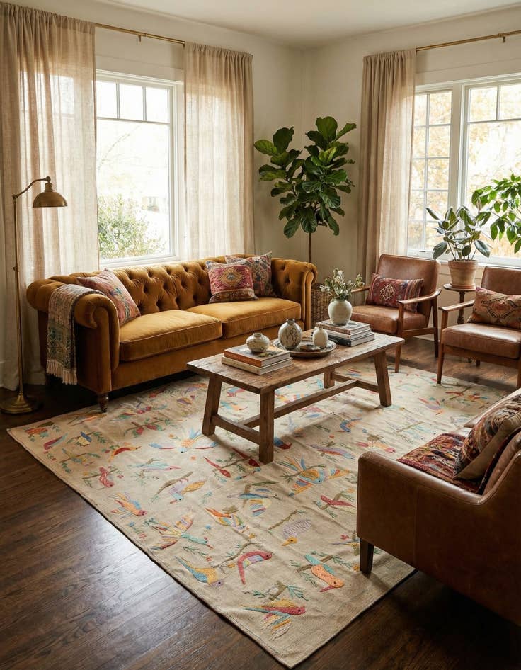 Detail image of  8' 5 x 9' 2  Hand Woven Kilim Suzani Wool Rug