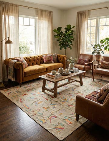 8' 5 x 9' 2 Hand Woven Kilim Suzani Wool Rug