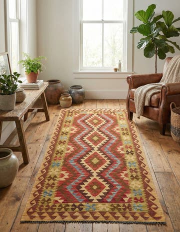 3' 4 x 6' 4 Hand Woven Kilim Maymana Wool Rug