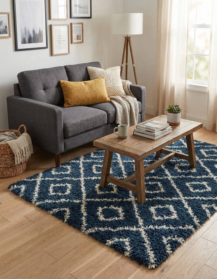 Detail image of 5' 3 x 5' 3 Trellis Shag Square Rug