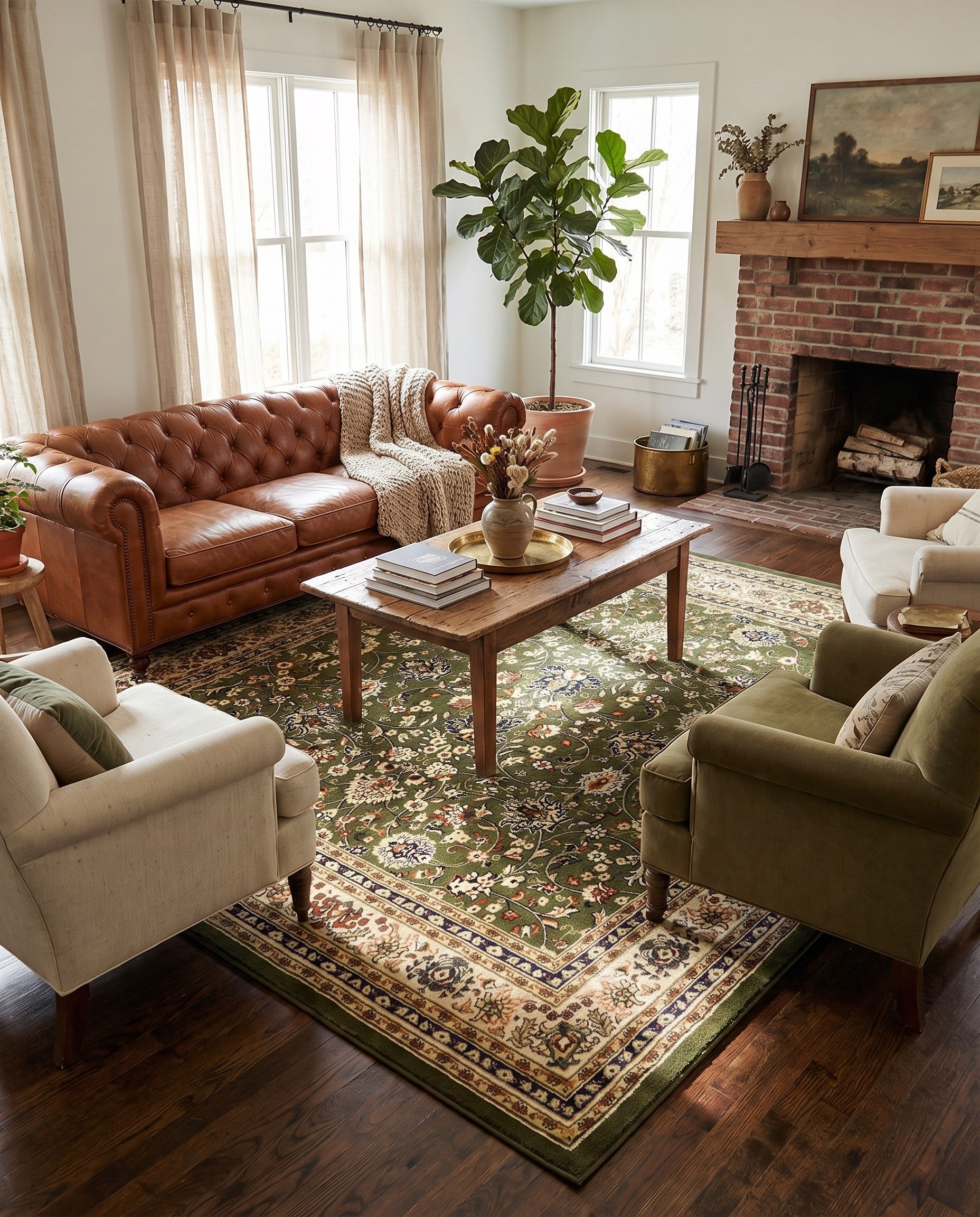 Green Yasmin Square Rug