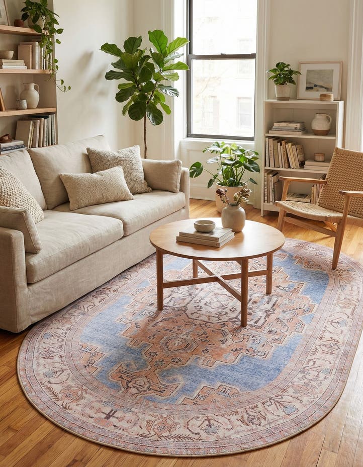 5' x 8' Washable Timeless Oval Rug