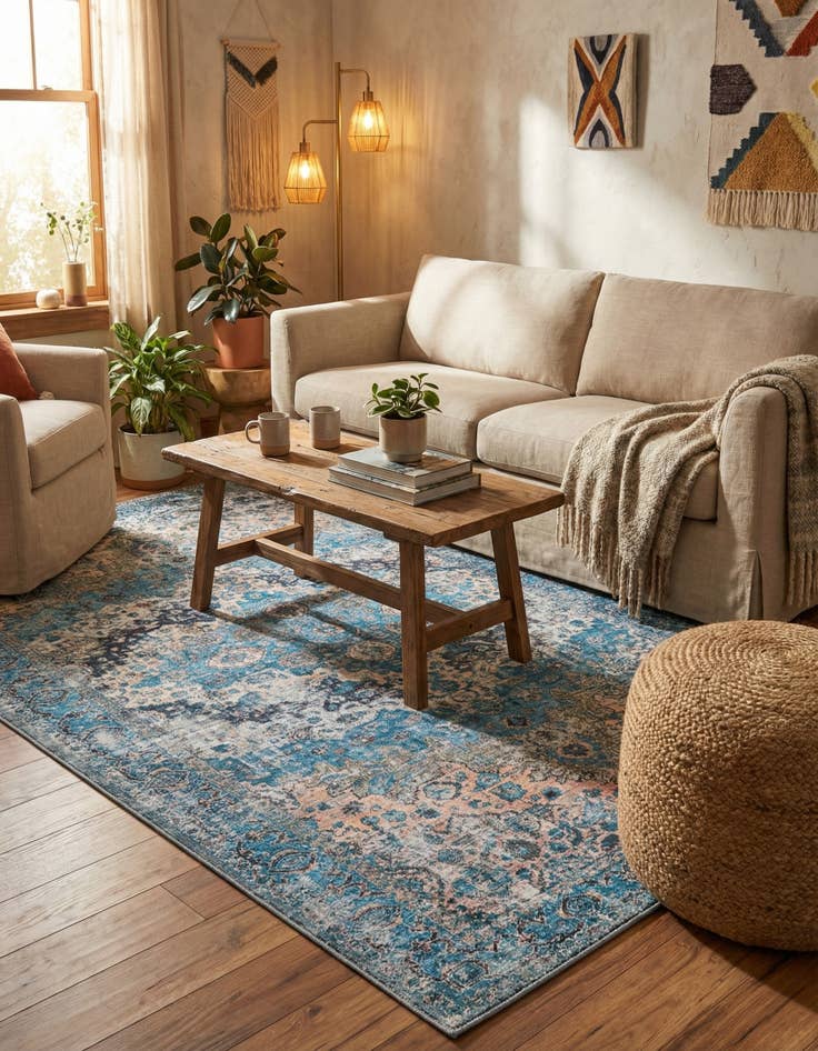 Detail image of 5' 3 x 8'  Washable Mangata Rug