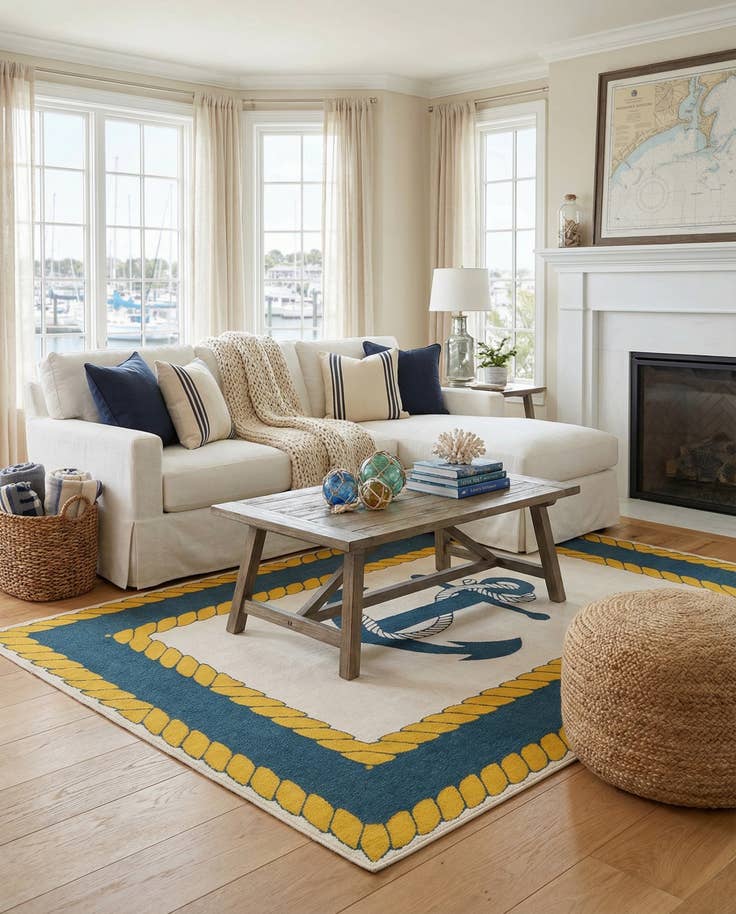 Detail image of 9' x 12' Easy-Clean Coastal Indoor / Outdoor Rug