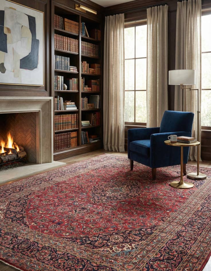 Detail image of 9' 7 x 12' 8  Hand Knotted Mashad Persian Wool Rug