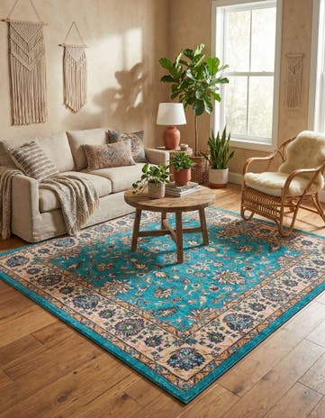 Arctic Aqua Blue Medina Square Rug