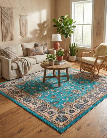 Arctic Aqua Blue Medina Square Rug