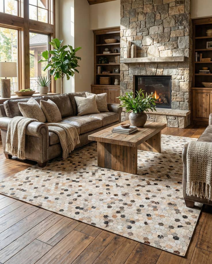 Detail image of 5' 6 x 7' 7 Cowhide Stocks Rug