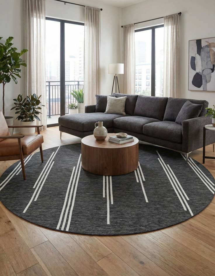 Detail image of  10' x 10'  Washable Modern Indoor / Outdoor Round Rug