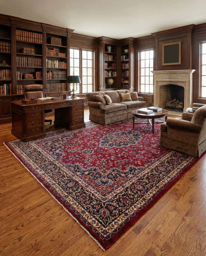 9' 9 x 12' 8 Hand Knotted Mashad Persian Wool Rug