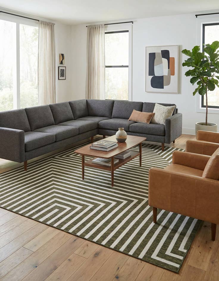 Detail image of 12' x 12'  Washable Modern Indoor / Outdoor Square Rug