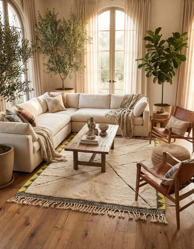 Detail image of 5' 4 x 9'  Hand Knotted Moroccan Wool Rug