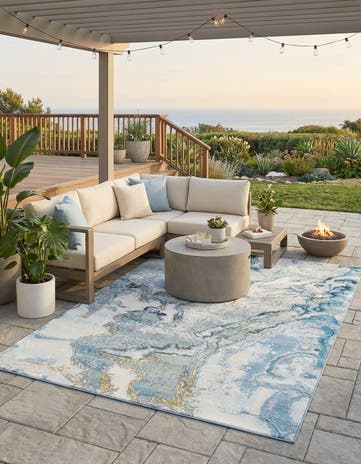 6' x 9' Easy-Clean Modern Indoor / Outdoor Rug